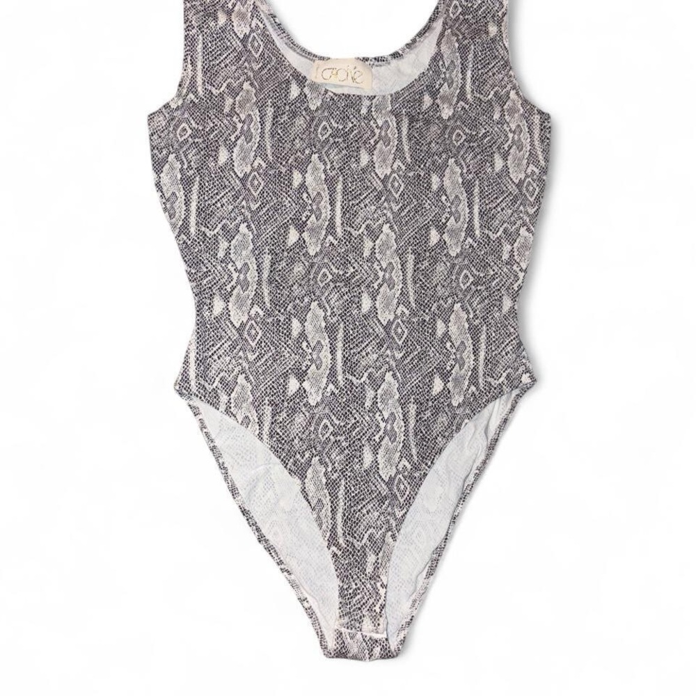Cache Vintage Black and White Snake Print Body Suit Size Small